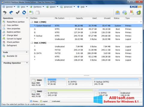 Screenshot EASEUS Partition Master für Windows 8.1