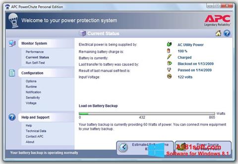 Screenshot PowerChute Personal Edition für Windows 8.1