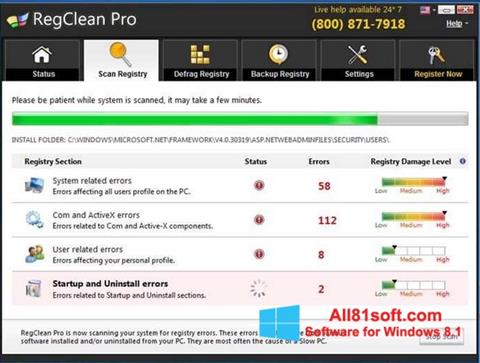 Screenshot RegClean Pro für Windows 8.1