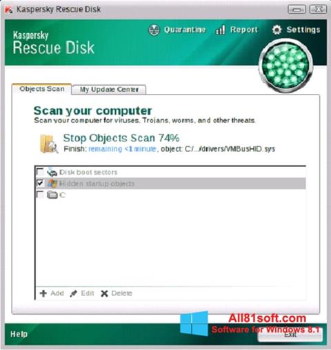 Screenshot Kaspersky Rescue Disk für Windows 8.1
