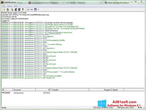 Screenshot FileZilla Server für Windows 8.1