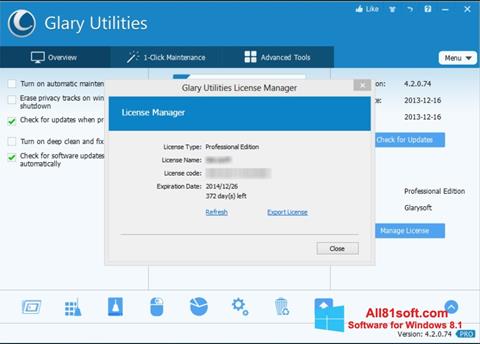 Screenshot Glary Utilities für Windows 8.1