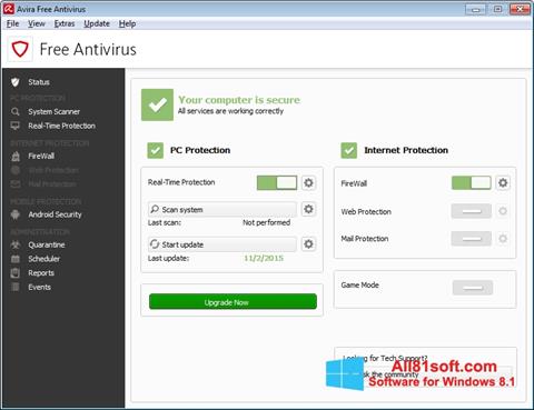 Screenshot Avira Free Antivirus für Windows 8.1