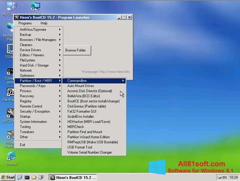 Screenshot Hirens Boot CD für Windows 8.1