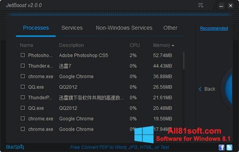 Screenshot JetBoost für Windows 8.1