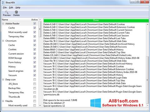 Screenshot BleachBit für Windows 8.1