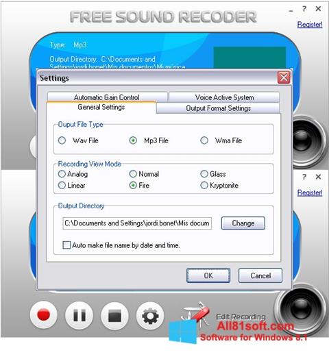 Screenshot Free Sound Recorder für Windows 8.1