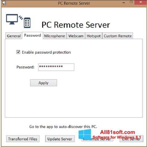 Screenshot PC Remote Server für Windows 8.1