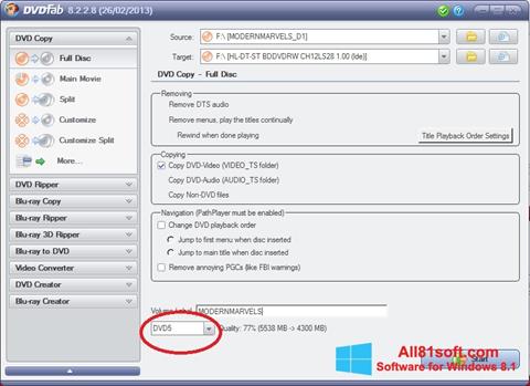 Screenshot DVDFab für Windows 8.1