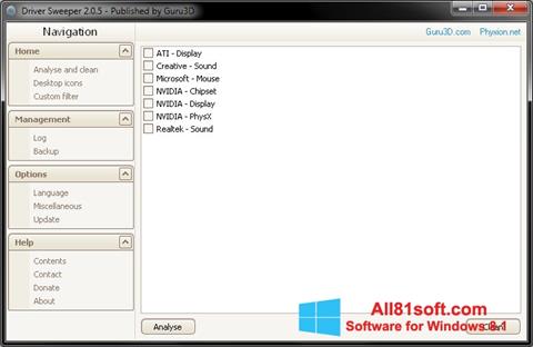 Screenshot Driver Sweeper für Windows 8.1