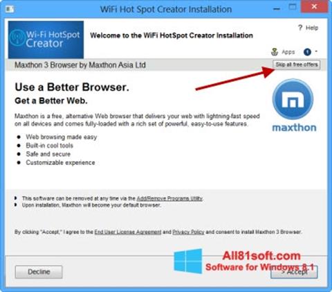 Screenshot Wi-Fi HotSpot Creator für Windows 8.1