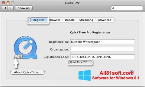Screenshot QuickTime Pro für Windows 8.1