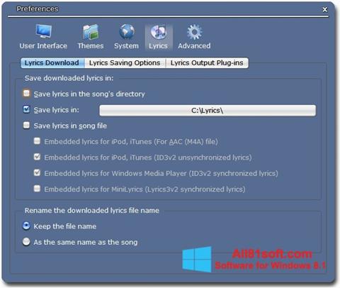 Screenshot Minilyrics für Windows 8.1