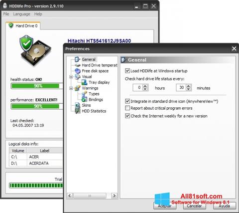 Screenshot HDDlife für Windows 8.1