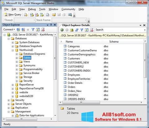 Screenshot Microsoft SQL Server für Windows 8.1