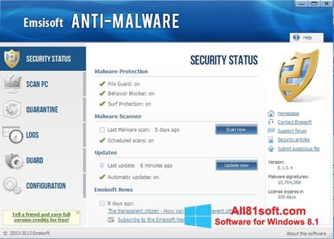 Screenshot Emsisoft Anti-Malware für Windows 8.1