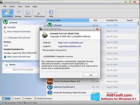 Screenshot Uninstall Tool für Windows 8.1