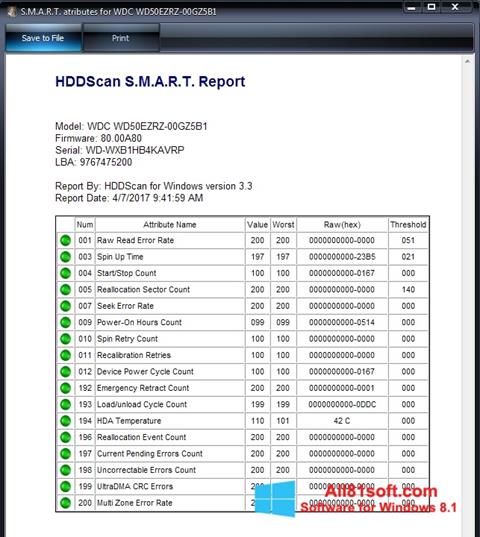 Screenshot HDDScan für Windows 8.1