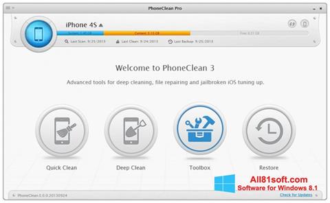 Screenshot PhoneClean für Windows 8.1