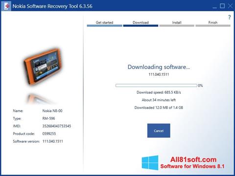 Screenshot Nokia Software Recovery Tool für Windows 8.1