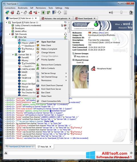 Screenshot TeamSpeak für Windows 8.1