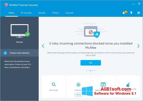 Screenshot McAfee Internet Security für Windows 8.1