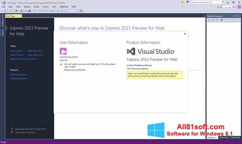 Screenshot Microsoft Visual Studio Express für Windows 8.1