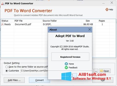 Screenshot PDF to Word Converter für Windows 8.1