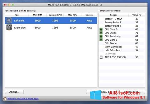 Screenshot Macs Fan Control für Windows 8.1