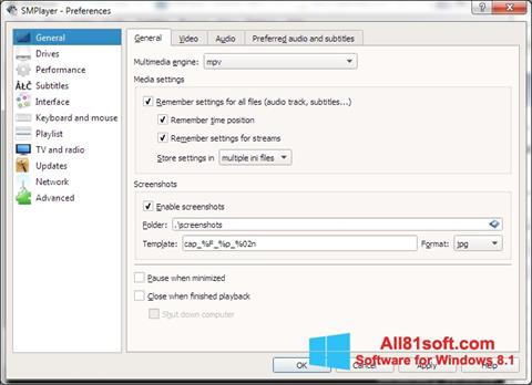 Screenshot SMPlayer für Windows 8.1