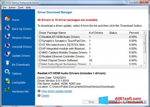 Screenshot Driver Genius Professional für Windows 8.1