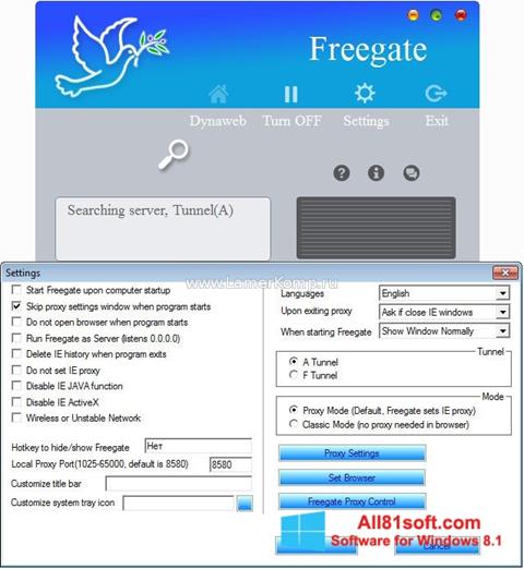 Screenshot Freegate für Windows 8.1