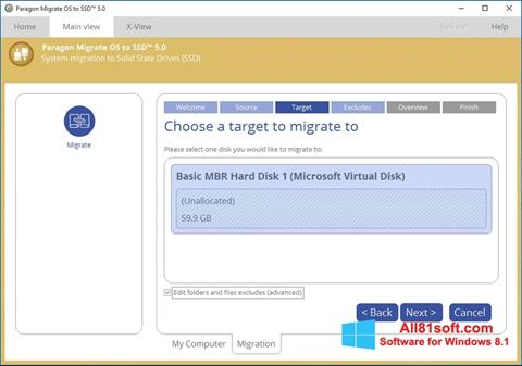 Screenshot Paragon Migrate OS to SSD für Windows 8.1