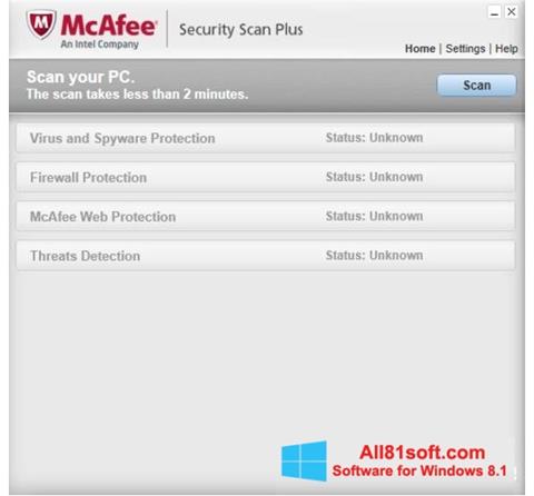 Screenshot McAfee Security Scan Plus für Windows 8.1